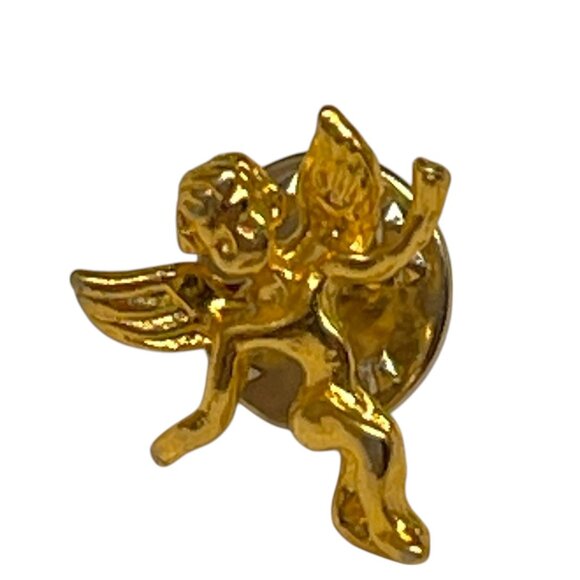 Gold Angel Lapel Pin With Butterfly Clutch Back - Picture 4 of 7
